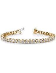 7.22 ct. tw Round Cut Diamond Three Prong 3.7mm Tennis Bracelet (0.19 ct./ea) - E-F VS1 - 18 Kt. Yellow Gold