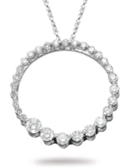 0.57 Cts Diamond Circle Journey Pendant in 14K White Gold