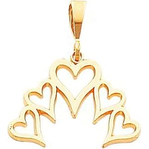 14K Gold Hearts Charm by