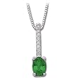 14K White Gold Tsavorite and Diamond Necklace