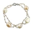 Sterling Silver Fresh Water Cultured Pearl Station Bracelet - 7.5"