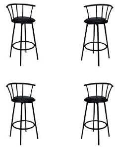 4 29 Black Bar Stools - Swivel with Black Vinyl Seats by The Furniture Cove