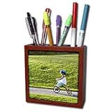 Danita Delimont - Children - Child on tricycle, Whitefish Bicycle Path, Montana - US27 CHA1550 - Chuck Haney - Tile Pen Holders-5 inch tile pen holder