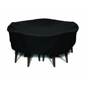 WeatherReady WRBL84 Polyester Round Outdoor Table Cover, Black, 84 Inches by 