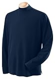 Unisex Sueded Cotton Jersey Mock Turtleneck Shirt; Color: Navy, Size: X-Large