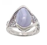 New 14KT White Gold Ring Blue Chalcedony Blue Topaz