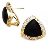 14k Gold, Diamond & Black Onyx Earrings (0.20ctw)