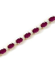14K Yellow Gold Oval Ruby and Diamond Bracelet