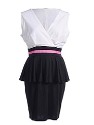 Wrap Colorblocking Peplum Sleeveless  Dress