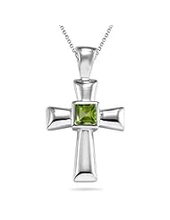 1.41 Cts Peridot Solitaire Cross Pendant in Silver