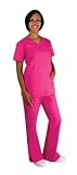Scrubs-Cherokee Workwear Womens Scrub Set with Mock Wrap Top and Low Rise Flare Leg Pant (Assorted colors XS-3X)