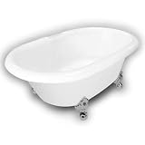 American Bath Factory B1-3720-WW-DM7-M2-15-CH Duchess Double Ended Clawfoot Bathtub in White, Ball a