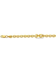 14K 18" Yellow Gold 4.0mm Polish Diamond Cut Cable Link Chain With Lobster Clasp
