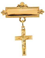 14K Yellow Gold Crucifix Baptismal Pin