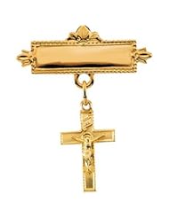 Crucifix Baptismal Pin 14K Yellow Gold 14.00X09.00 mm