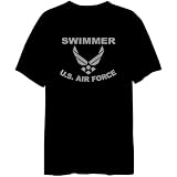 Swimmer - Us Air Force Sports Mens T-Shirt (Black, Size Large)