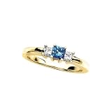 3 Diamond Princess Cut Anniversary Band 1/2 ct. in 14K Yellow Gold with Blue Center Diamond