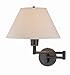 Lite Source LS-1171D/BRZ Swing Arm Lamp, Dark Bronze Metal Frame with White Fabric Shade
