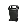 Rubbermaid 9173-88 BLA 45 gallon Capacity, 24-7/8" Length x 24-7/8" Width x 41-1/2" Height, 24-7/8" Square, Black Ranger Container with 4 Openings