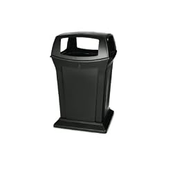 Rubbermaid Commercial 9173-88 45 Gallon Ranger Waste Container with 4 Openings, Square, 24-7/8" Width x 24-7/8" Depth x 41-1/2" Height, Black