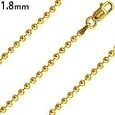 14K Gold Plated Silver 22" Bead Ball Chain 1.8mm
