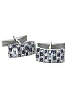 14K White Gold Princess Cut Sapphire & Diamond Cufflinks
