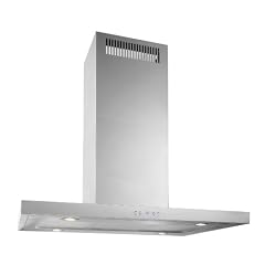 Baumann Design Inselhaube, Modell Mira Isola, 90 x 60 cm. 800 m3/h Abluftleistung, 4-Stufen-Soft Touch-LED-Display, sehr hochwertig mit komplett verschwei�ten Kaminen, fl�sterleise mit 51 dB auf Maximalstufe
