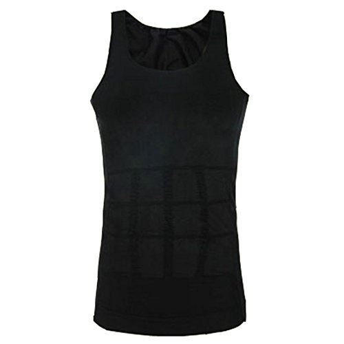Andux Land Men's Shaper Slimming Shirt Elastic Sculpting Vest Black Ssy-1 (M)