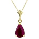 SAVE $174.96 - 14k Solid Gold 18" Necklace with Ruby drop pendant $87.48
