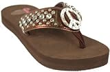 Justin Flip Flops 5511802 Ladies Brooklyn Croco Peace Brown Flat