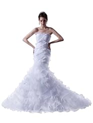 Tiered  Organza Mermaid Wedding Dress  With Ruffles
