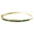 Vermeil Hinged Bangle Bracelet- Emerald
