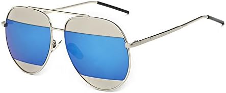 Aviator Polarized Sunglasses for Men & Women with Eyeglasses Case - UV 400 (Silver Frame/Blue Lens, 58)
