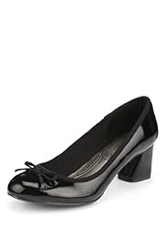 Footglove™ Fashion Leather Wide Fit Bow Ballerina Pumps with Insolia®