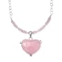 .925 Silver & Rose Quartz Heart Necklace- 17 IN
