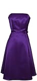 IMAGE OF 50's Strapless Satin Formal Bridesmaid Prom Dress Holiday Gown, Small, Purple