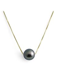 Tahitian Black Pearl Necklace in 14K Yellow Gold (9-10mm)