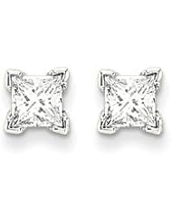 14k White Gold G-H SI2 Diamond Complete Princess Cut Diamond Earrings Wt- 0.5ct