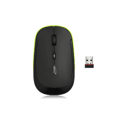 Gamekraft Slimline Cordless Optical Mouse - Black/green Detail - Nano Usb Wireless Receiver - 2.4 Ghz - 1600dpi (batteries Included) Picture