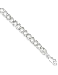 Sterling Silver 6mm Polished Double Link Charm Bracelet