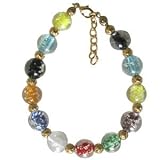 Glow in the Dark Handmade Lampwork Bead and 14K Gold Plate Bracelet