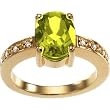 14K Yellow Gold Peridot and Diamond Ring