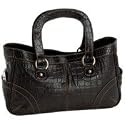EmbassyTM Black Genuine Leather Handbag with Alligator Embossing