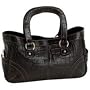 Embassy Black Genuine Leather Handbag with Alligator Embossing