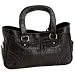 Embassy Black Genuine Leather Handbag with Alligator Embossing