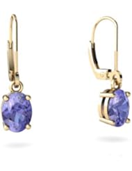 Genuine Tanzanite 14kt Yellow Gold Lever Back Earrings