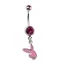14 Gauge 3/8" Playboy Bunny Pink Charm - Surgical Steel Curved Barbell For Tongue Area