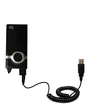 Coiled Power Hot Sync and Charge USB Data Cable w/ Tip Exchange for the Pure Digital Flip Video Mino - Gomadic Brand