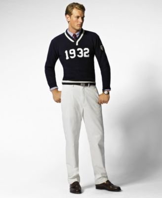 Polo Ralph Lauren Long Sleeve V-Neck Sweater, Long Sleeve Classic Fit Button Down & Prospect Pant