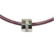 Necklace Stainless Steel CZ Swarovski Diamonds Barrel Pendent with Silk Cord Plum Necklace